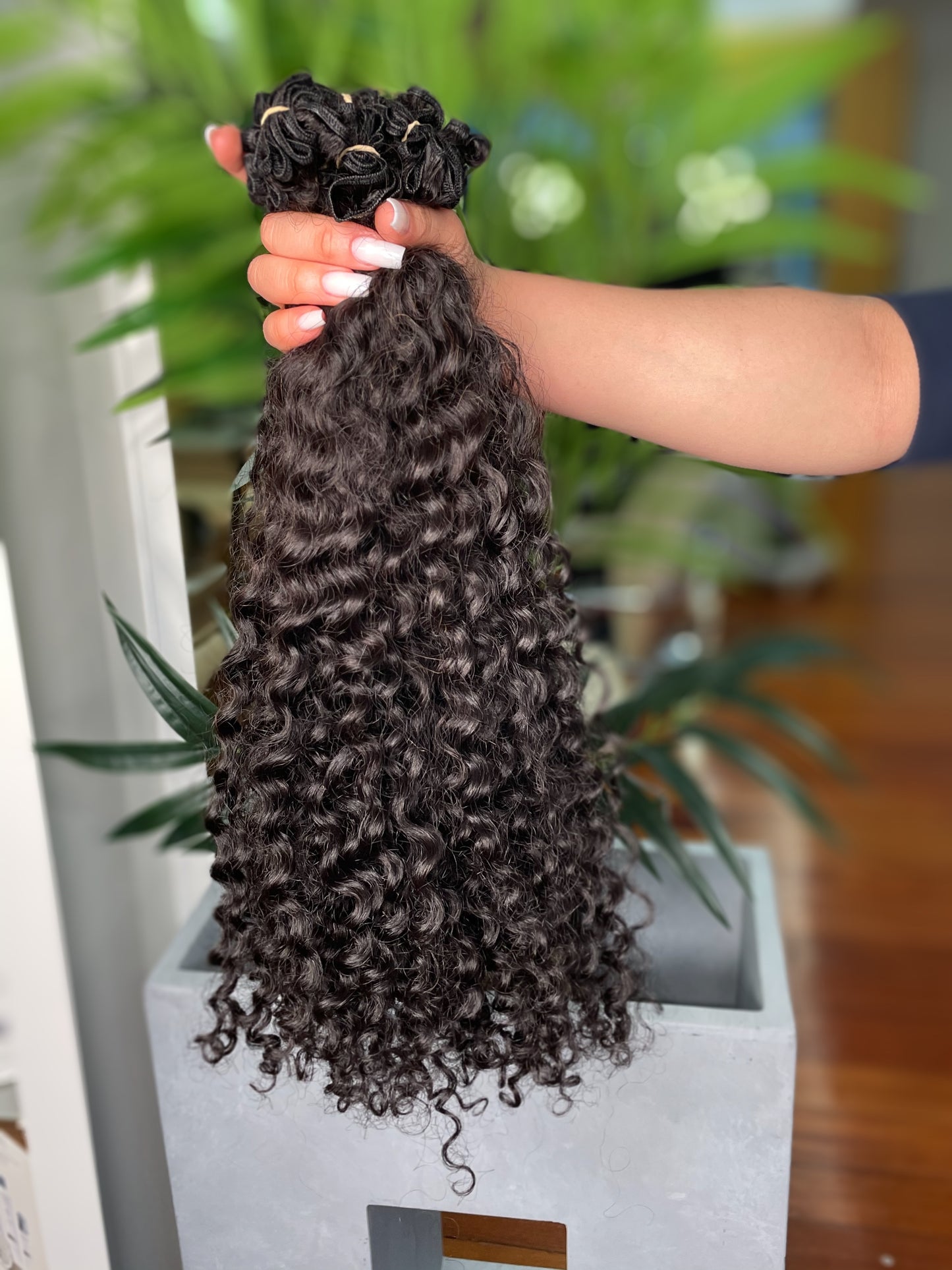 Cabelo Natural Cacheado com Costura – 50cm